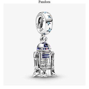 Pandora s925 Sterling SilverDisney STAR WARS R2-D2 Robot Dangle Charm Threaded
